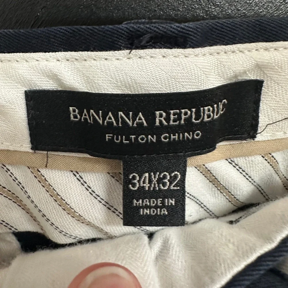 Banana Republic Fulton Chino Navy Blue Slim Fit Stretch Pants 34x32 Casual‎ Work